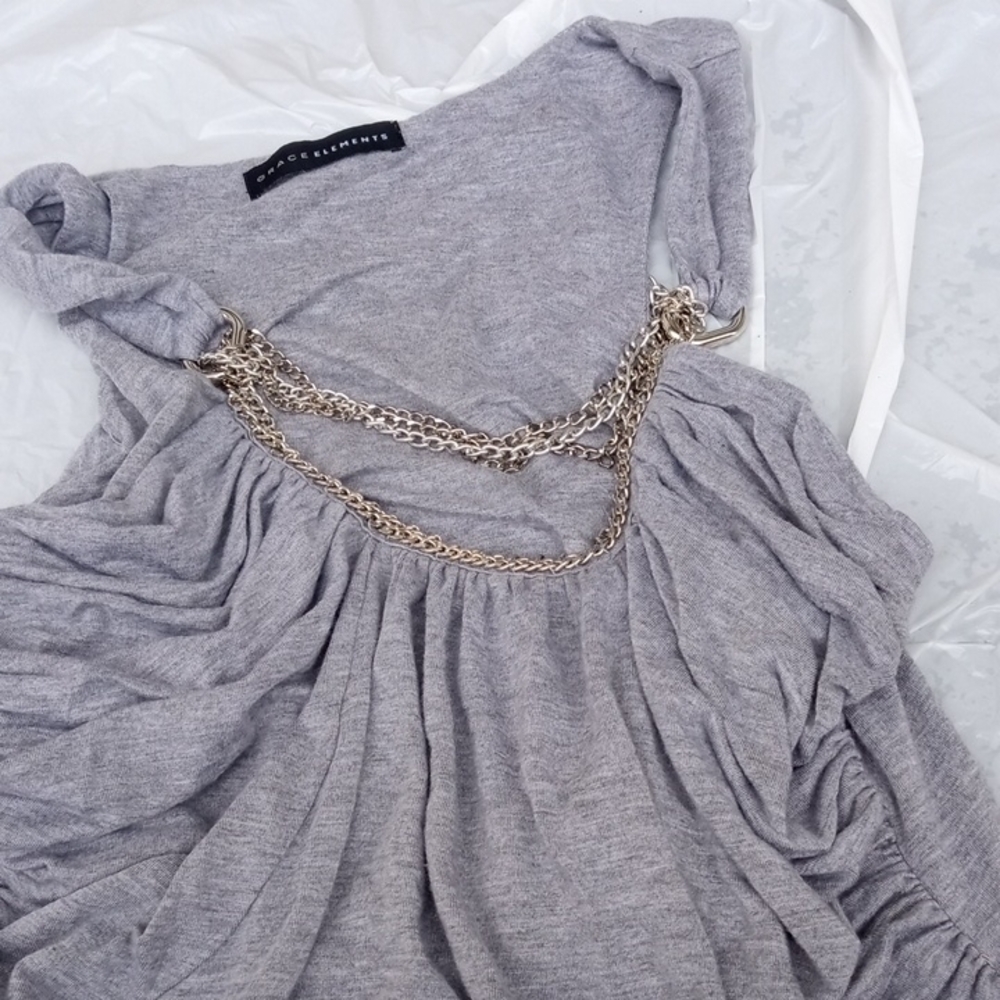 Grace Elements Heather Gray Blouse With Silver Ch… - image 6